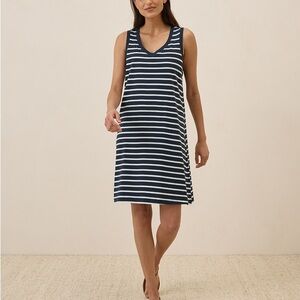 NWT- pact Monterrey Striped Softspun A-Line Tank Dress in Navy